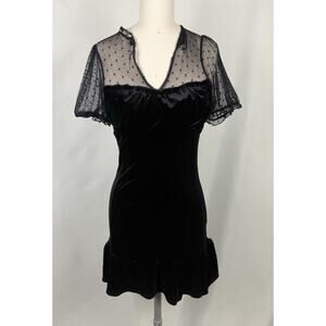 Gothcore Size Small Mini Sheer and Velvet Babydoll Dress Ruffle Emo Grunge Y2K
